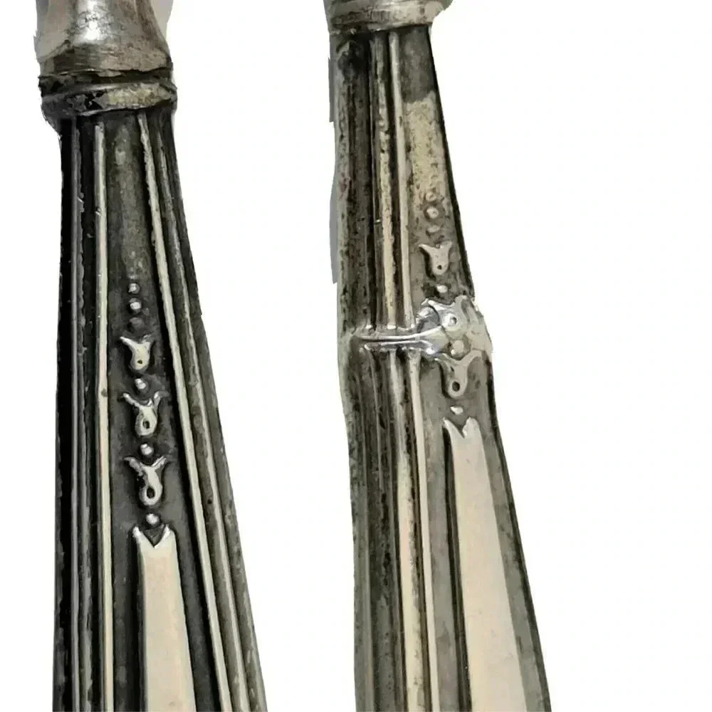 Antique Vanity Set Sterling Silver Handles Boot Hook Nail File Engraved 3 1/4